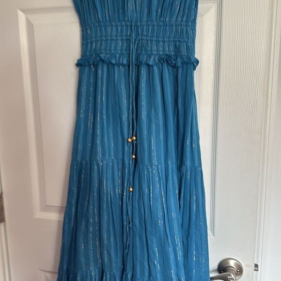Elegant Blue Ruffle Sleeve Dress - KARINA GRIMALDI - Size Medium - NEVER WORN - Picture 2 of 5